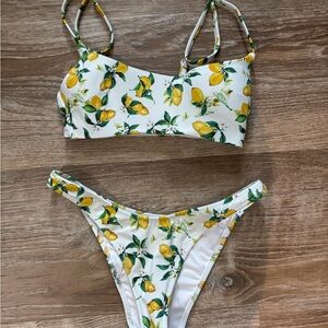 Victorias Secret White Bikini with Yellow and Green Accents